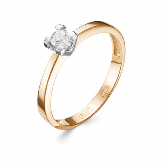 Золотое кольцо 585, женское, с бриллиантом, размер 20