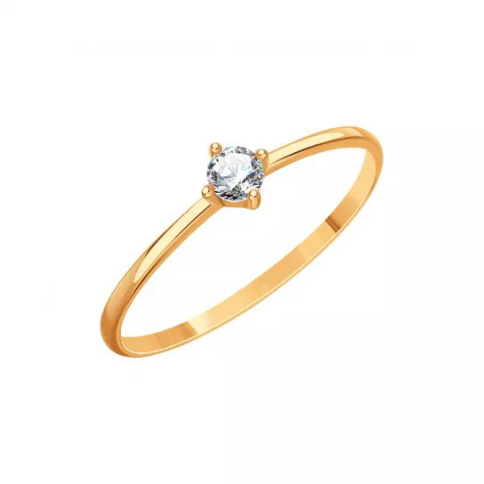 Золотое кольцо 585, женское, с фианитом, размер 15