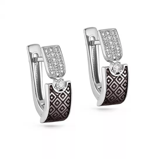 Золотые серьги 585, женские, с бриллиантом