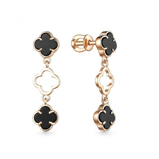 Пусеты с ониксом из золота