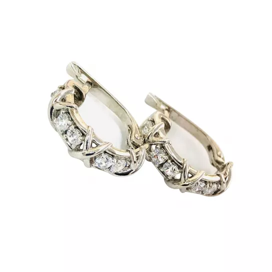 Серьги с фианитом из серебра