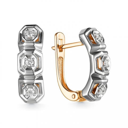 Золотые серьги 585, женские, с бриллиантом