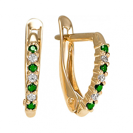 Золотые серьги 585, женские, с фианитом