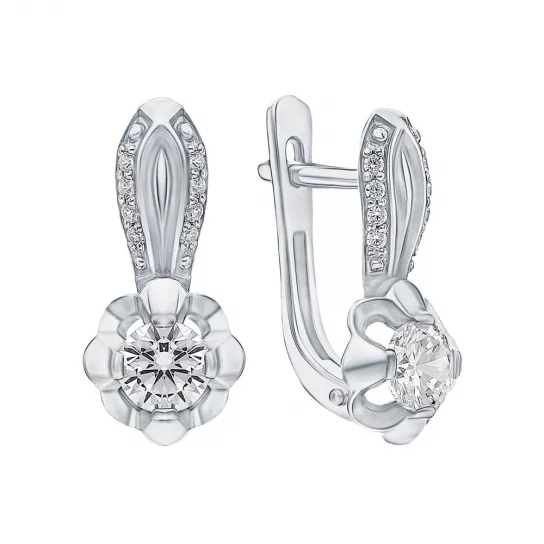 Серебряные серьги 925, женские, с фианитом