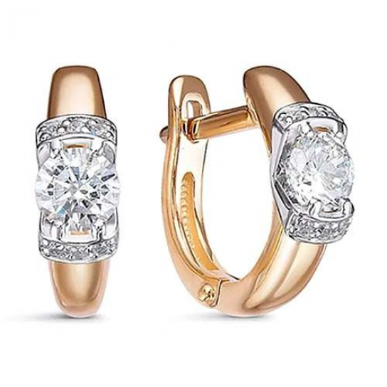Золотые серьги 585, женские, с фианитом