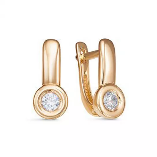 Серьги детские с фианитом из золота