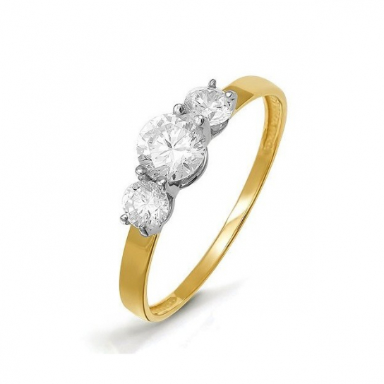 Золотое кольцо 585, женское, с фианитом, размер 15.5