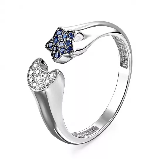 Кольцо с фианитом и шпинелью из серебра