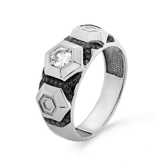 Серебряное кольцо 925, женское, с фианитом, размер 19