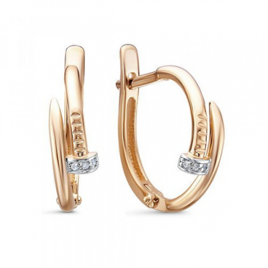 Золотые серьги 585, женские, с фианитом