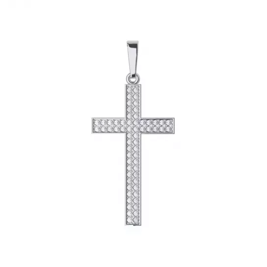 Крест с фианитом из серебра