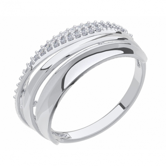 Серебряное кольцо 925, женское, с фианитом, размер 17.5