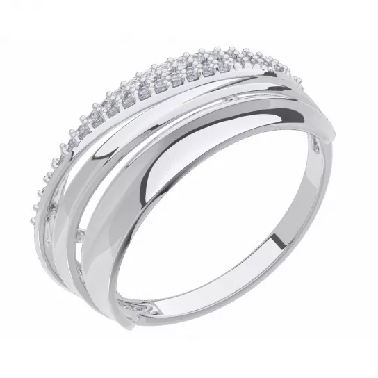 Серебряное кольцо 925, женское, с фианитом, размер 17.5