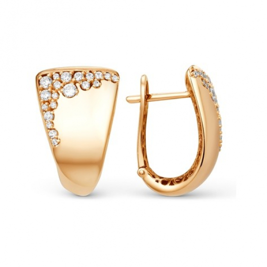 Золотые серьги 585, женские, с фианитом