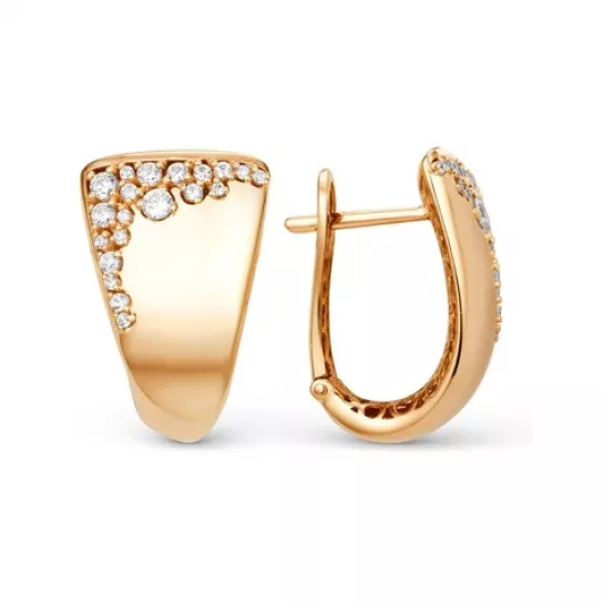 Золотые серьги 585, женские, с фианитом