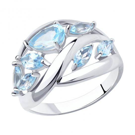 Серебряное кольцо 925, женское, с топазом, размер 18