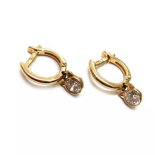 Золотые серьги 585, женские, с фианитом