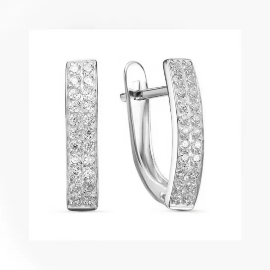 Серебряные серьги 925, женские, с фианитом