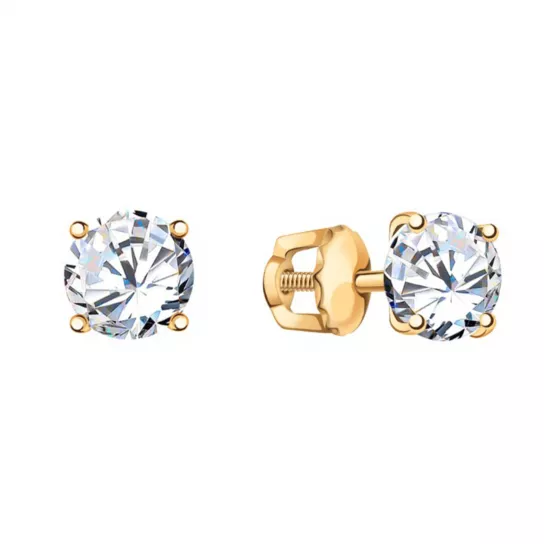 Золотые серьги 585, женские, с фианитом