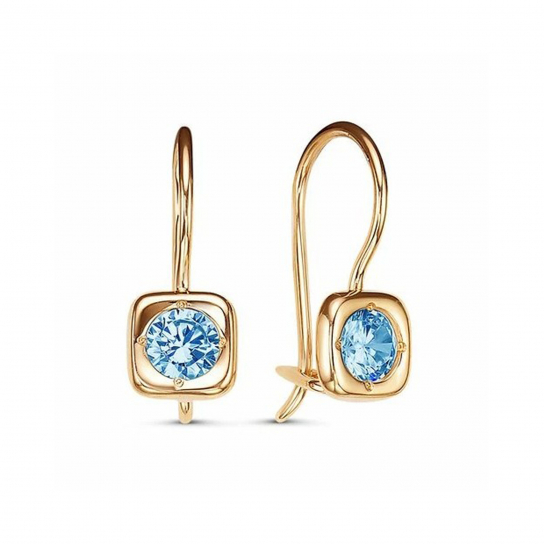 Серьги детские с фианитом из золота