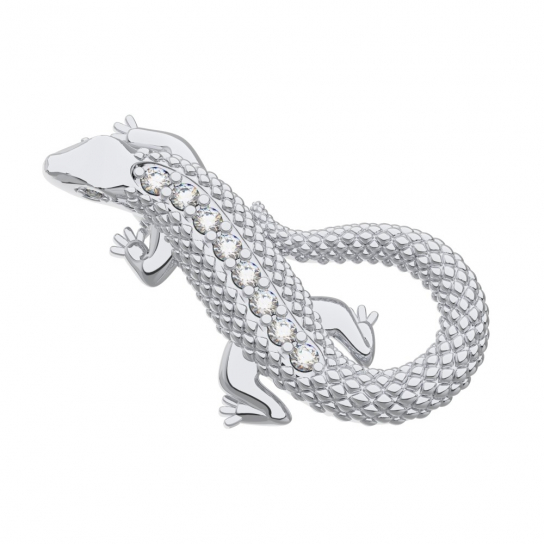 Брошь с фианитом из серебра