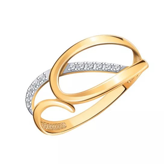 Золотое кольцо 585, женское, с фианитом, размер 16