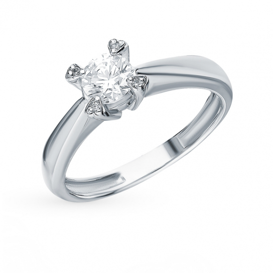 Серебряное кольцо 925, женское, с фианитом, размер 17