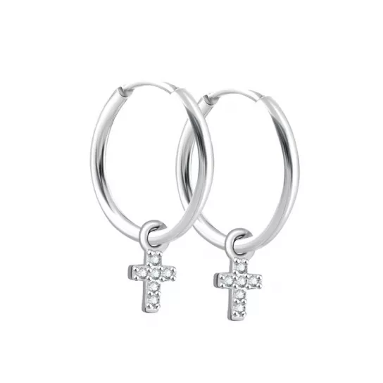 Серьги с фианитом из серебра