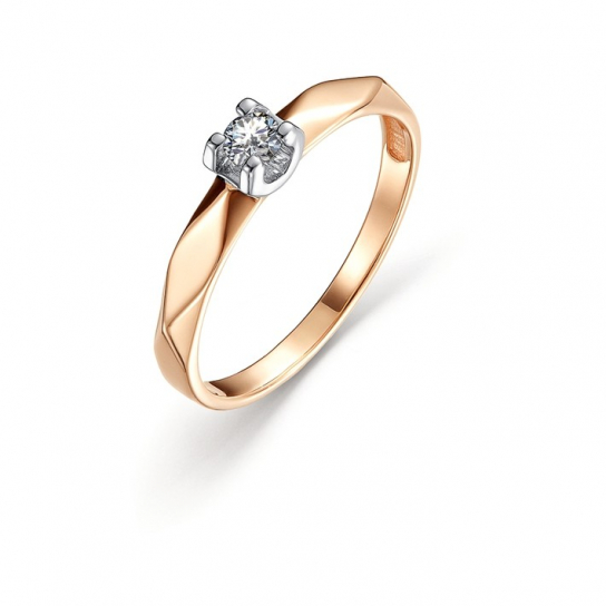 Золотое кольцо 585, женское, с фианитом, размер 17