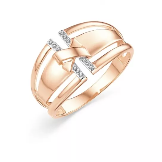 Золотое кольцо 585, женское, с фианитом, размер 20