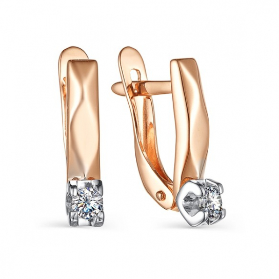 Золотые серьги 585, женские, с фианитом