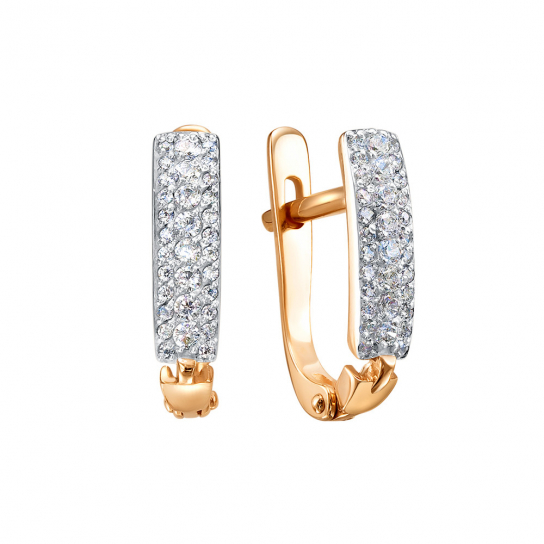 Золотые серьги 585, женские, с фианитом