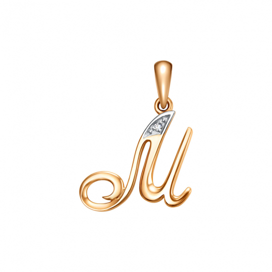 Золотая подвеска 585, женская, с фианитом