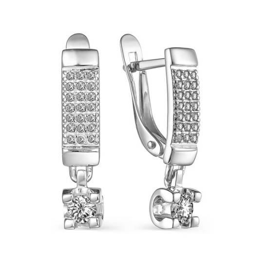 Золотые серьги 585, женские, с фианитом
