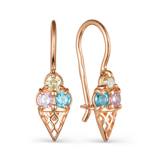 Серьги детские с фианитом из золота