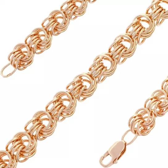 Золотая цепочка 585 на шею, плетение роза, длина 45 см, цвет красное золото