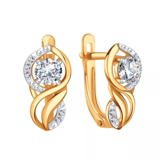 Серьги с фианитом из золота