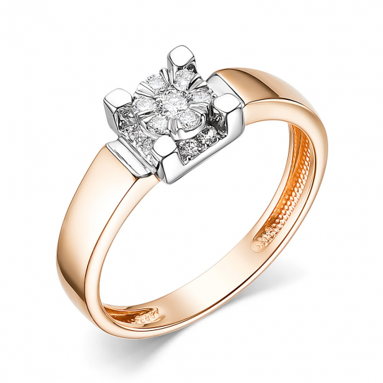 Золотое кольцо 585, женское, с бриллиантом, размер 18.5