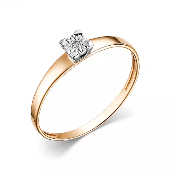 Золотое кольцо 585, женское, с бриллиантом, размер 16.5