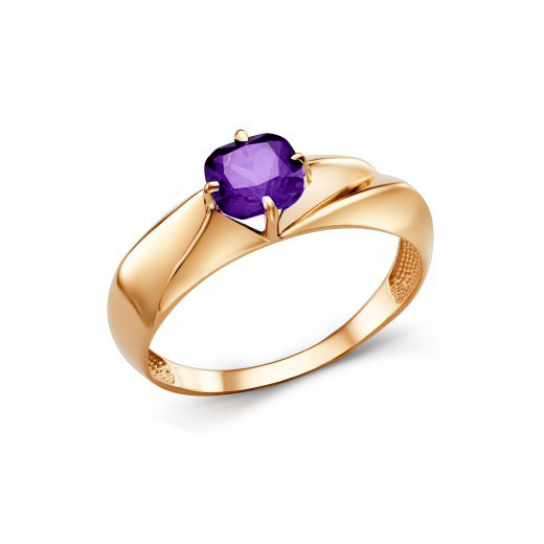 Золотое кольцо 585, женское, с аметистом, размер 17.5