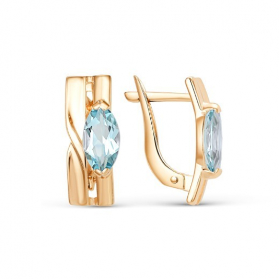 Золотые серьги 585, женские, с топазом