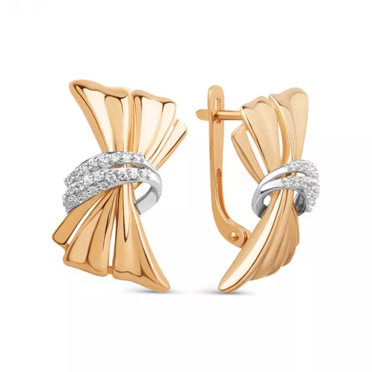 Золотые серьги 585, женские, с фианитом