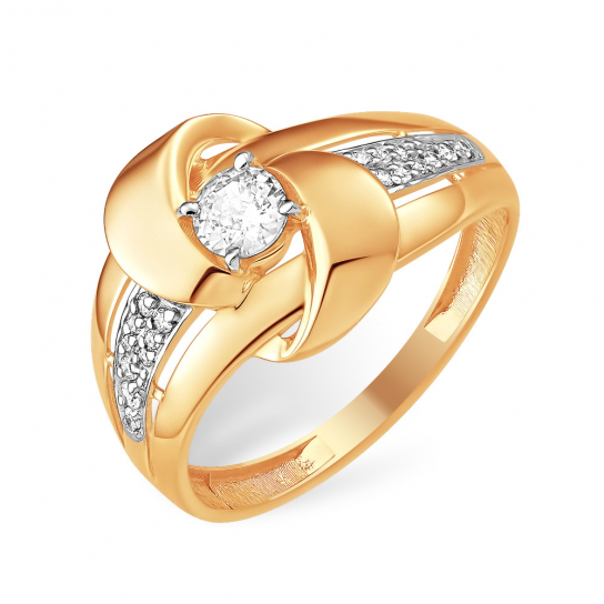 Золотое кольцо 585, женское, с фианитом, размер 20