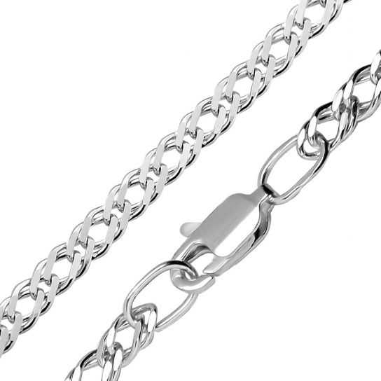 Серебряный браслет 925, плетение двойной ромб, длина 19 см