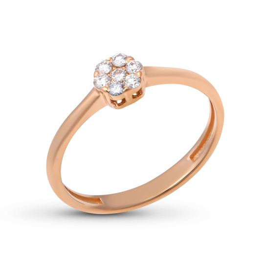 Золотое кольцо 585, с бриллиантом, размер 15.5