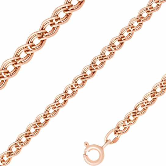 Золотая цепочка 585 на шею, плетение нонна, длина 50 см, цвет красное золото