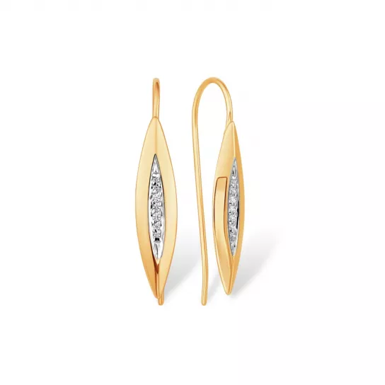 Золотые серьги 585, женские, с фианитом