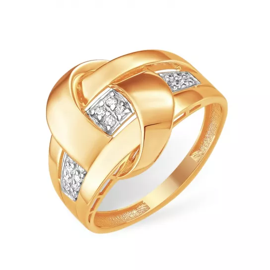 Золотое кольцо 585, женское, с фианитом, размер 21