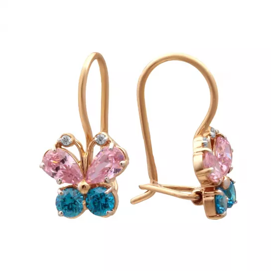 Серьги детские с фианитом из золота