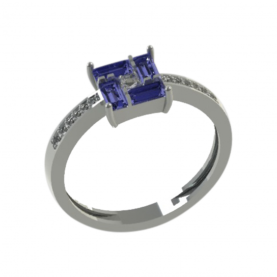 Золотое кольцо 585, женское, с бриллиантом и сапфиром, размер 17.5